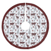 Maroon Buffel Plaid Longhorn Patroon Kerstboom Rok (Voorkant)