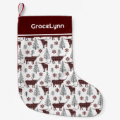 Maroon Buffel Plaid Longhorn Patroon Kleine Kerstsok (Voorkant)