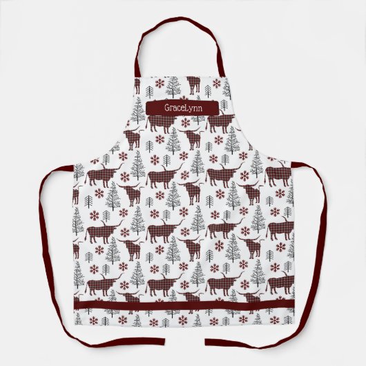 Maroon Buffel Plaid Longhorn Patroon Schort (Voorkant)