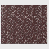 Maroon Burgund Vonk Laurel Bloemen Zilveren Diaman Cadeaupapier (Vlak)