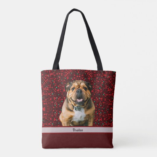 Maroon Burgundy Brown Kersthond Foto Tote Bag (Achterkant)