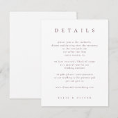 Maroon Burgundy Elegant Details I Wedding Modern Informatiekaartje (Voorkant / Achterkant)