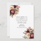 Maroon Burgundy Floral Wedding Invitation  Kaart (Voorkant)