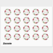 Maroon Burgundy Green Floral Wedding Shower Ronde Sticker (Vel)