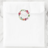 Maroon Burgundy Green Floral Wedding Shower Ronde Sticker (Tas)