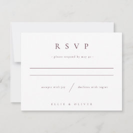 Maroon Burgundy Modern Minimal Wedding RSVP Kaartje