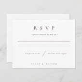 Maroon Burgundy Modern Minimal Wedding RSVP Kaartje (Voorkant / Achterkant)