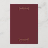 maroon burgundy navy blue klassiek goudmonogram informatiekaartje (Achterkant)