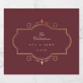 maroon burgundy navy blue - monogram bruiloft likeurfles etiket (Enkel label)