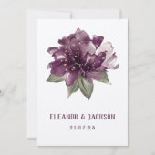 Maroon Burgundy Poppy Elegant Wedding Invitation Kaart (Voorkant)