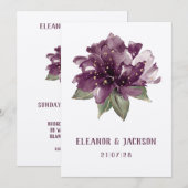 Maroon Burgundy Poppy Elegant Wedding Invitation Kaart (Voorkant / Achterkant)