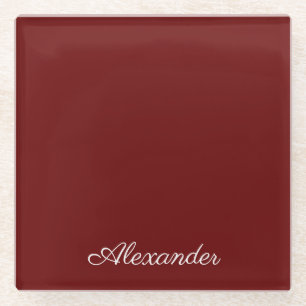 Maroon Burgundy Rust Red Solid, gekleurd Glazen Onderzetter