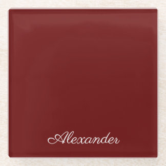 Maroon Burgundy Rust Red Solid, gekleurd Glazen Onderzetter