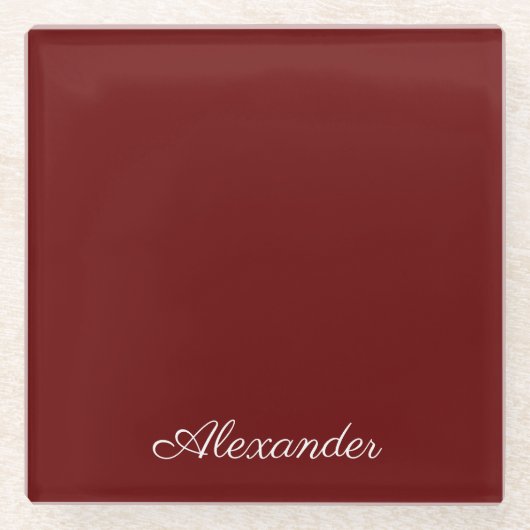 Maroon Burgundy Rust Red Solid, gekleurd Glazen Onderzetter (Voorkant)