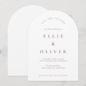 Maroon Burgundy & White Boho Arch Modern Wedding Kaart (Voorkant / Achterkant)