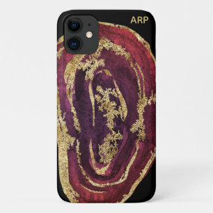 *~* Maroon Burgundy Wine Agate Gold Glitter Case-Mate iPhone Case