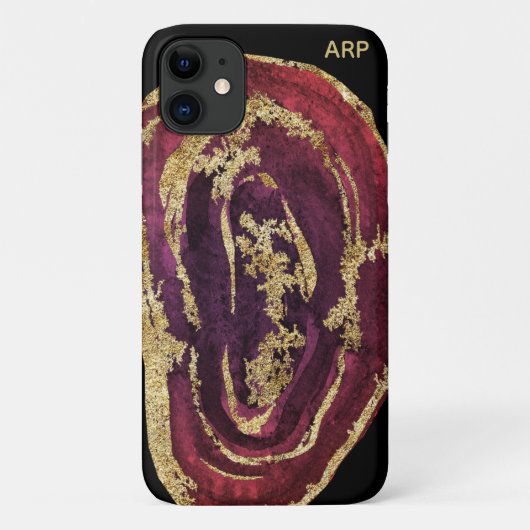 *~* Maroon Burgundy Wine Agate Gold Glitter Case-Mate iPhone Case (Achterkant)