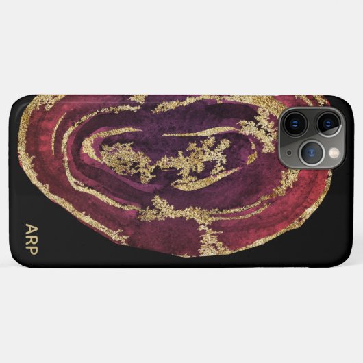 *~* Maroon Burgundy Wine Gold Glitter Case-Mate iPhone Case (Achterkant (horizontaal))
