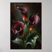 Maroon Calla Lilies Lily Flower Art Print Poster (Voorkant)
