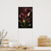 Maroon Calla Lilies Lily Flower Art Print Poster (Keuken)