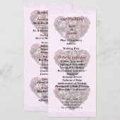 Maroon Carnance Heart Pink Bkgrnd Wedding Programm Programmakaart (Voorkant / Achterkant)