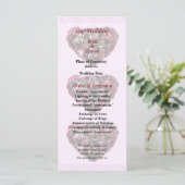 Maroon Carnance Heart Pink Bkgrnd Wedding Programm Programmakaart (Staand voorkant)