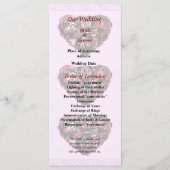 Maroon Carnance Heart Pink Bkgrnd Wedding Programm Programmakaart (Voorkant)