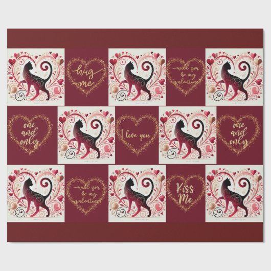 Maroon Cat - inpakpapier (Vlak)