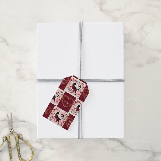 Maroon Cat - inpakpapier Cadeaulabel (Met Touw)
