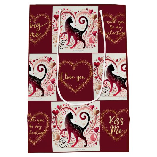 Maroon Cat - inpakpapier Medium Cadeauzakje (Achterkant)