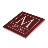 Maroon Ceramic Tile with Custom Initial & Name Tegeltje (Zijkant)