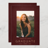 Maroon Chalk Border Modern Foto University Afstude Aankondiging (Voorkant / Achterkant)