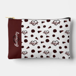 Maroon Cheer Hearts, Pom Poms, Megafone Pattern Etui