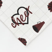Maroon Cheer Hearts, Pom Poms, Megafone Pattern Fleece Deken (Hoek)