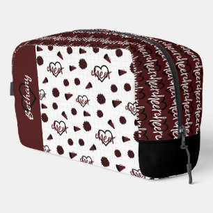 Maroon Cheer Hearts, Pom Poms, Megafone Pattern Toilettasje