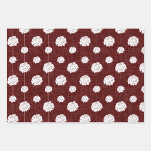 Maroon Cheerleader Pom Pom Pattern Inpakpapier Vel (Voorkant 3)