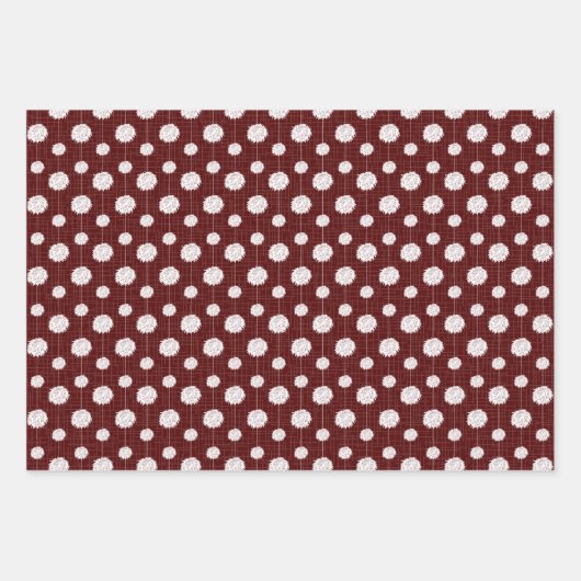 Maroon Cheerleader Pom Pom Pattern Inpakpapier Vel (Voorkant)