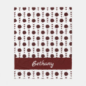 Maroon Cheerleader Pom Poms & Hearts Pattern Fleece Deken (Voorkant)