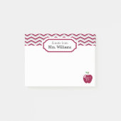 Maroon Chevron Apple monogram leraar notitie Post-it® Notes (Voorkant)