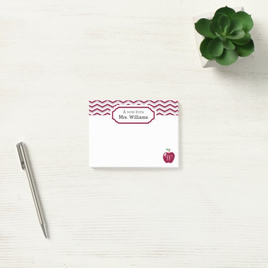 Maroon Chevron Apple monogram leraar notitie Post-it® Notes (Kantoor)