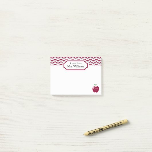 Maroon Chevron Apple monogram leraar notitie Post-it® Notes (Op bureau)