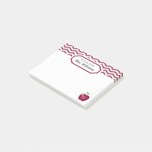 Maroon Chevron Apple monogram leraar notitie Post-it® Notes (Schuin)