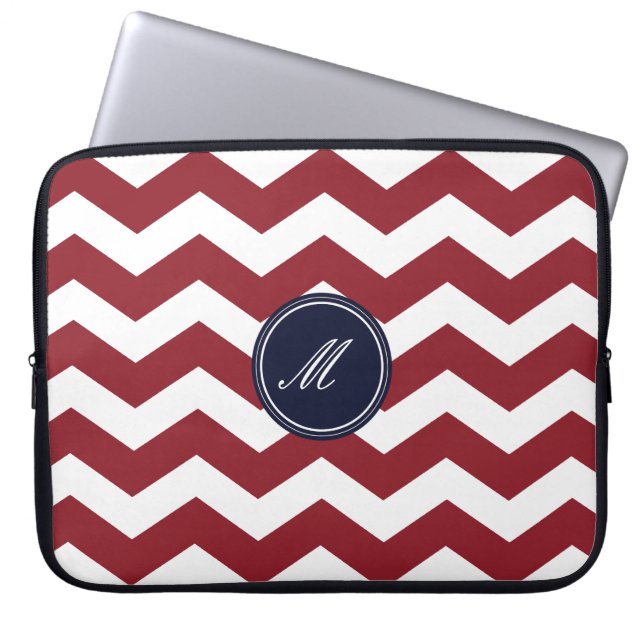 Maroon Chevron Pattern-laptophoes Laptop Sleeve (Voorkant)