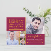 Maroon Christelijk Verse Afstuderen Foto Collage Kaart (Staand voorkant)