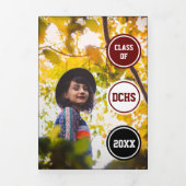 Maroon Circles 5-foto-Afstuderen Drieluik Uitnodiging (Cover)