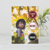 Maroon Circles Foto Afstuderen Kaart (Staand voorkant)