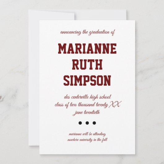 Maroon Circles Foto Afstuderen Kaart (Achterkant)