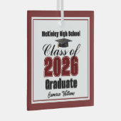Maroon Class of 2026 Graduation Custom Christmas Glas Ornament (Voorkant Rechts)