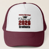 Maroon Class of 2026 Graduation Custom Trucker Pet (Voorkant)