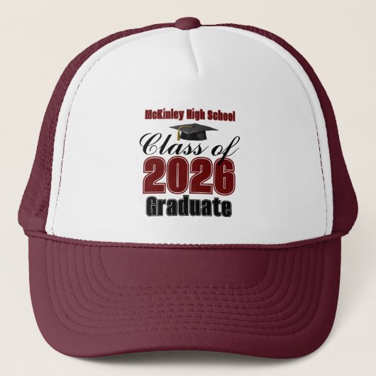Maroon Class of 2026 Graduation Custom Trucker Pet (Voorkant)